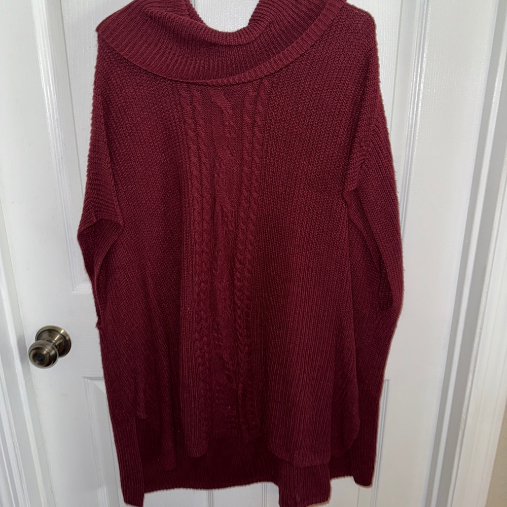 Red Cowl Neck Oversized Sweater